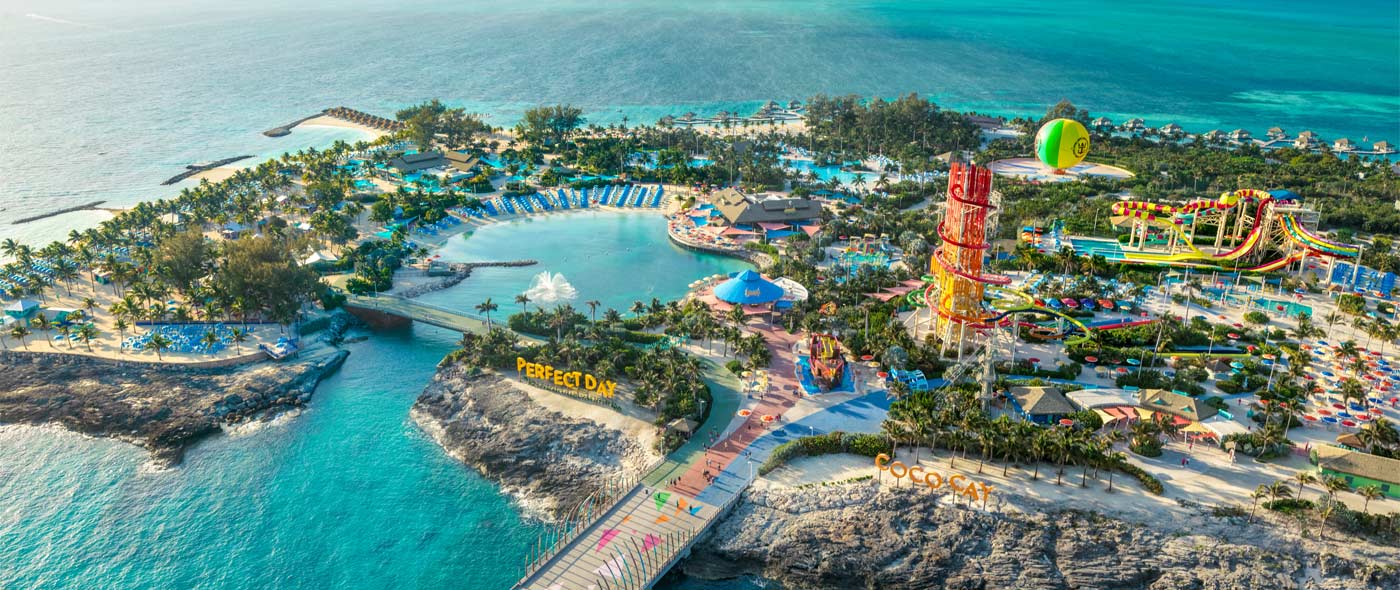 Aerial photo of the Cococay island.
