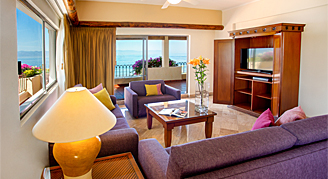 Image of a living area in an Oceanfront Suite.