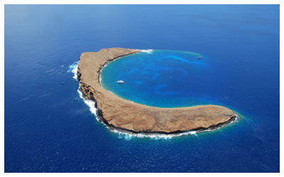 Molokini Crater surrounded by water